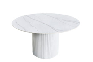 Invicta Bílý jídelní stůl UNIQUE ø120 cm bílý mramor