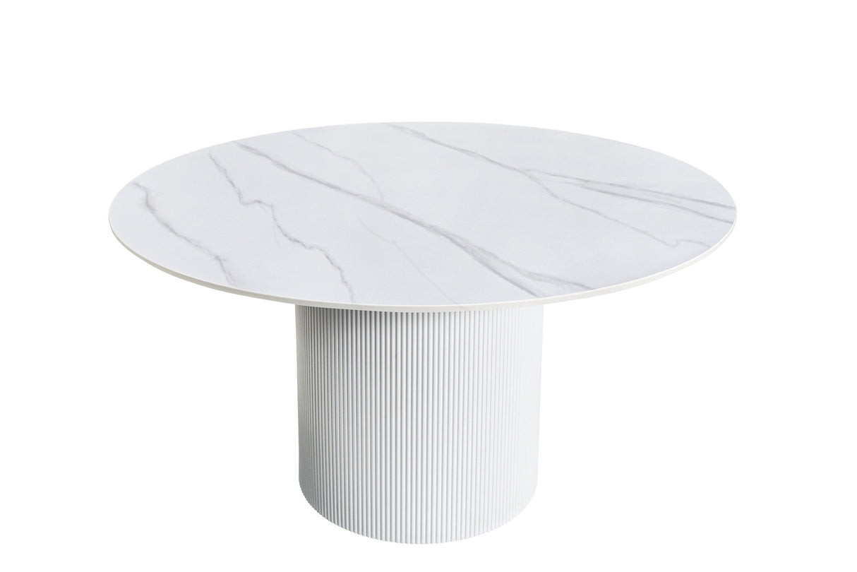 Invicta Bílý jídelní stůl UNIQUE ø120 cm bílý mramor