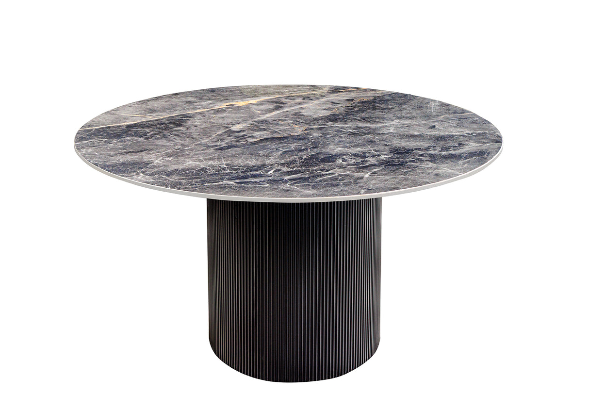 Invicta Černý jídelní stůl UNIQUE ø120 cm tmavý mramor