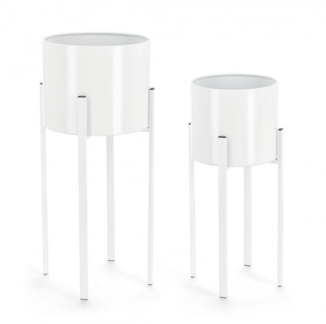 BIZZOTTO set 2 kovových květináčů ESTER bílý