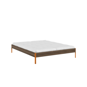 KARUP Dřevěná postel CORE 160x200 cm tmavě hnědá oranžové nohy