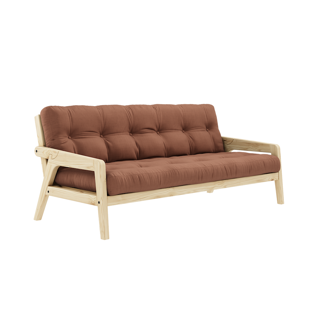 KARUP DESIGN Dřevěná rozkládací pohovka GRAB cihlově hnědá 204 cm