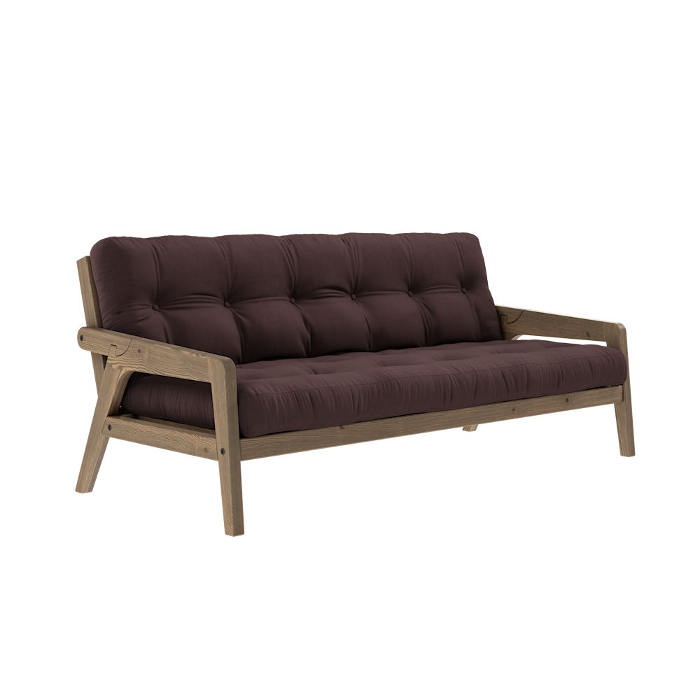 KARUP DESIGN Třímístná rozkládací pohovka GRAB tmavě hnědá 204 cm
