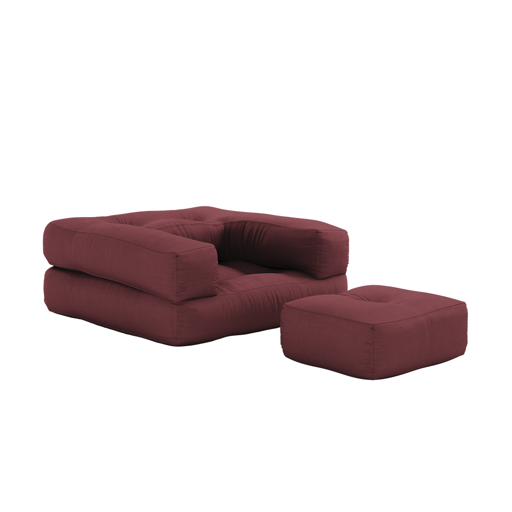 KARUP DESIGN Dětské rozkládací křeslo 3v1 MINI CUBE vínové