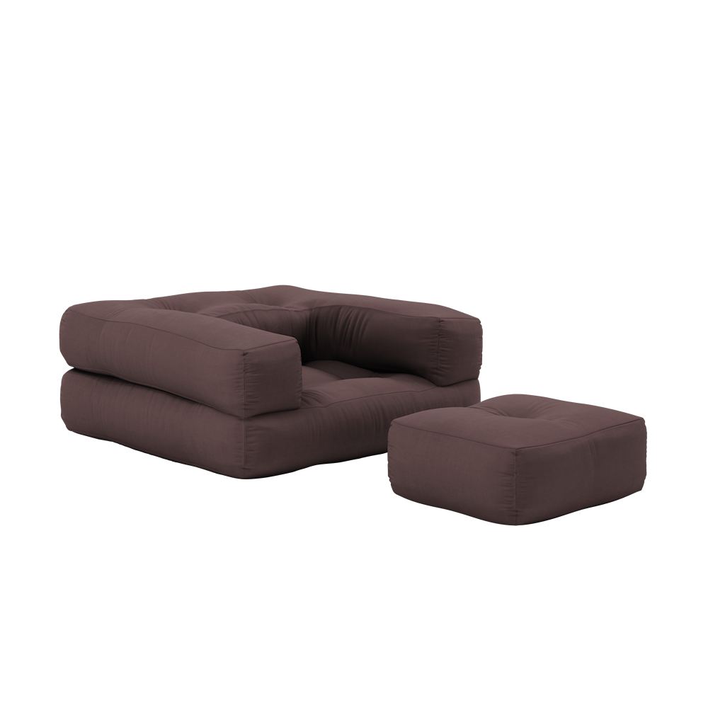 KARUP DESIGN Dětské rozkládací křeslo 3v1 MINI CUBE tmavě hnědé
