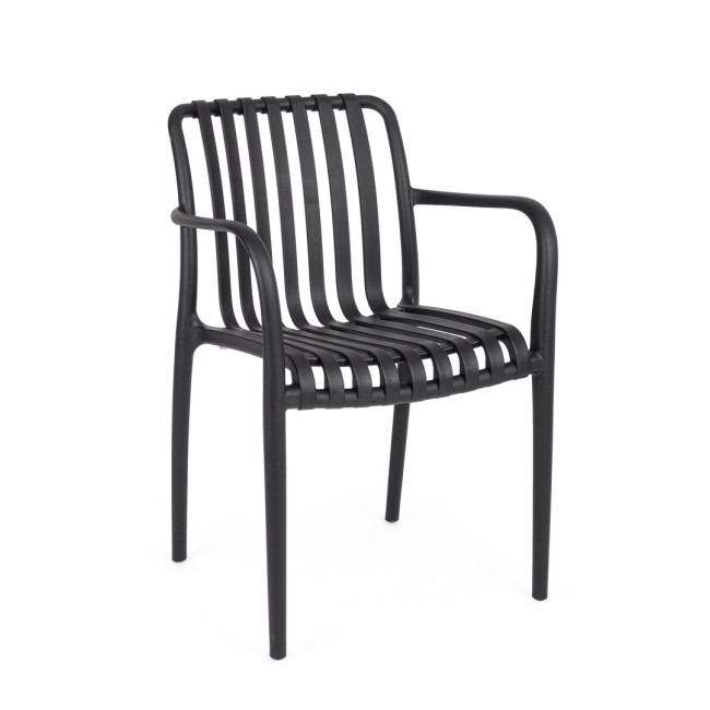 BIZZOTTO Zahradní plastová židle BILLIE černá s područkami