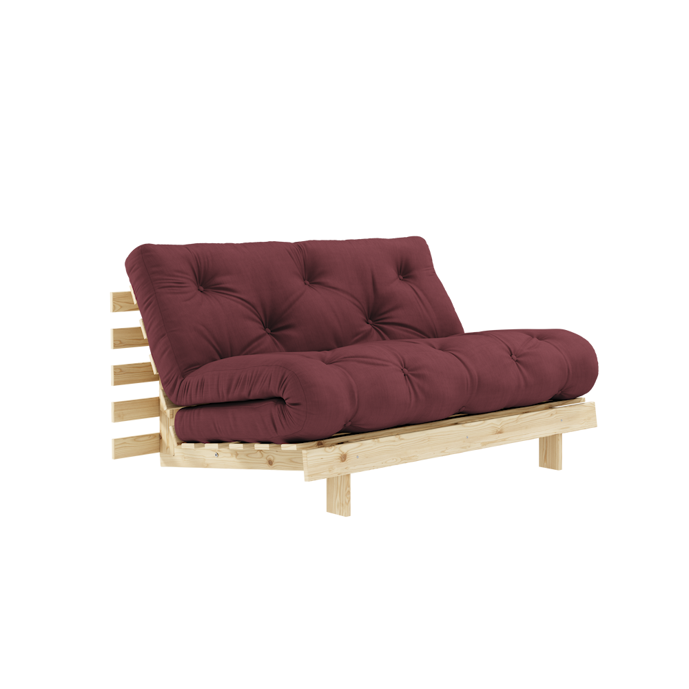 KARUP DESIGN Vínová rozkládací pohovka ROOTS s konstrukcí ze světlého dřeva 140x200 cm