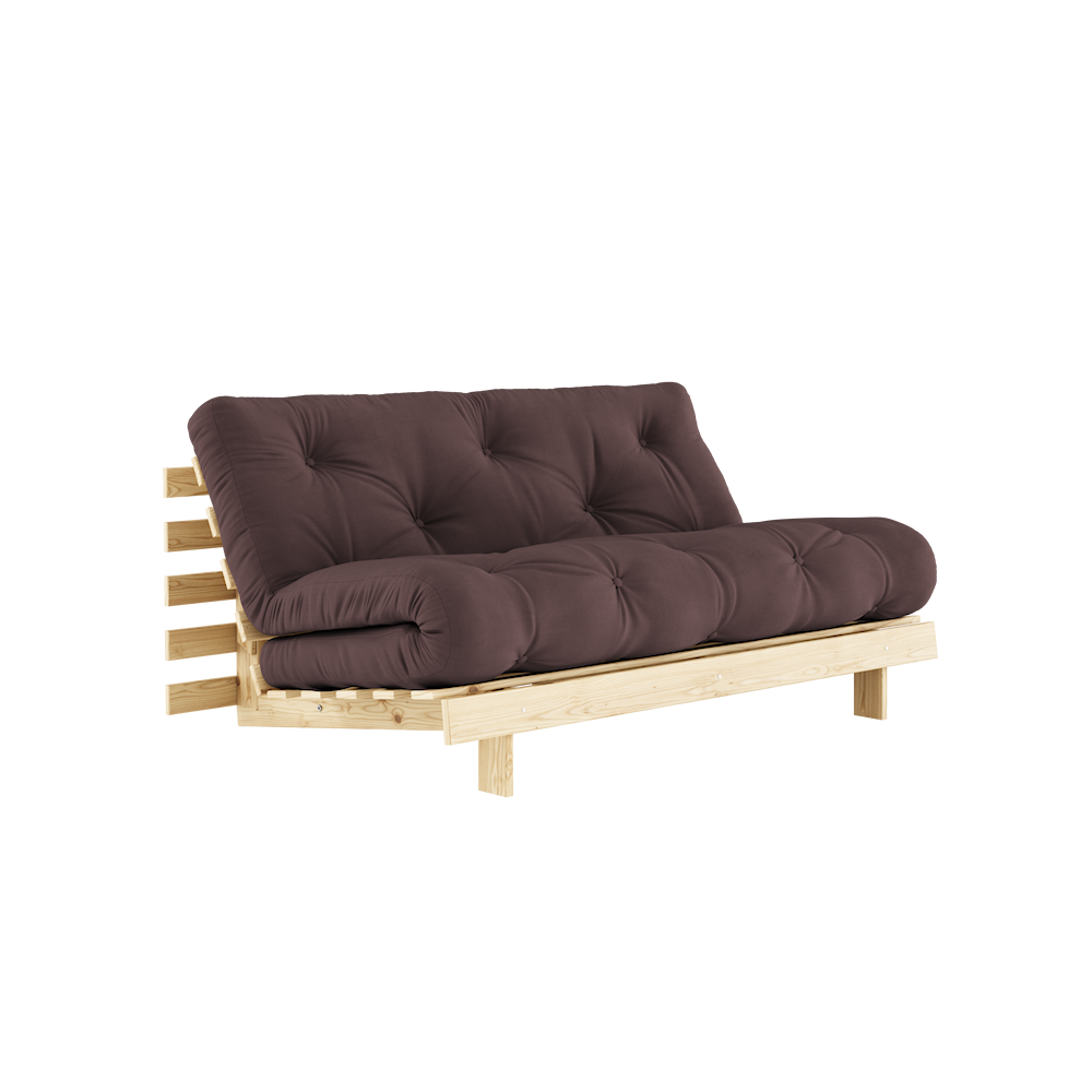 KARUP DESIGN Tmavě hnědá rozkládací pohovka ROOTS s konstrukcí ze světlého dřeva 160x200 cm