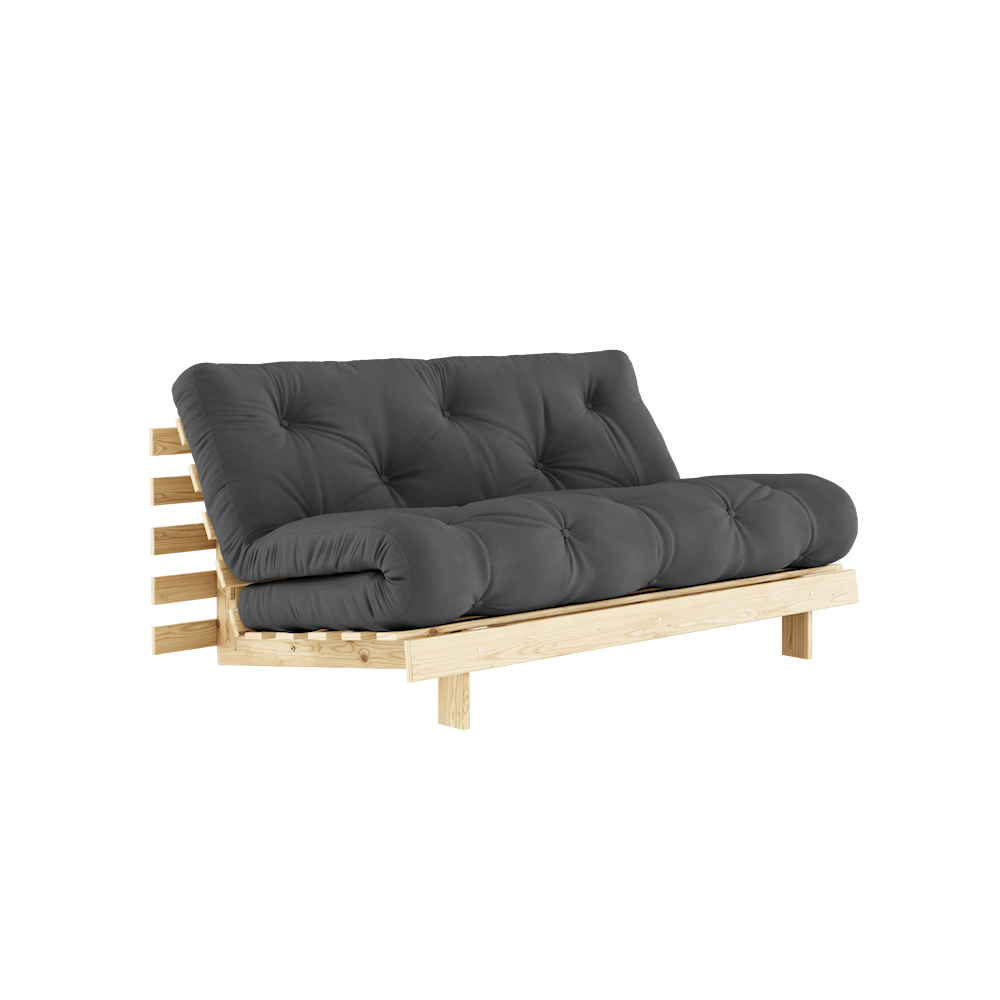 KARUP DESIGN Černá rozkládací pohovka ROOTS s konstrukcí ze světlého dřeva 160x200 cm
