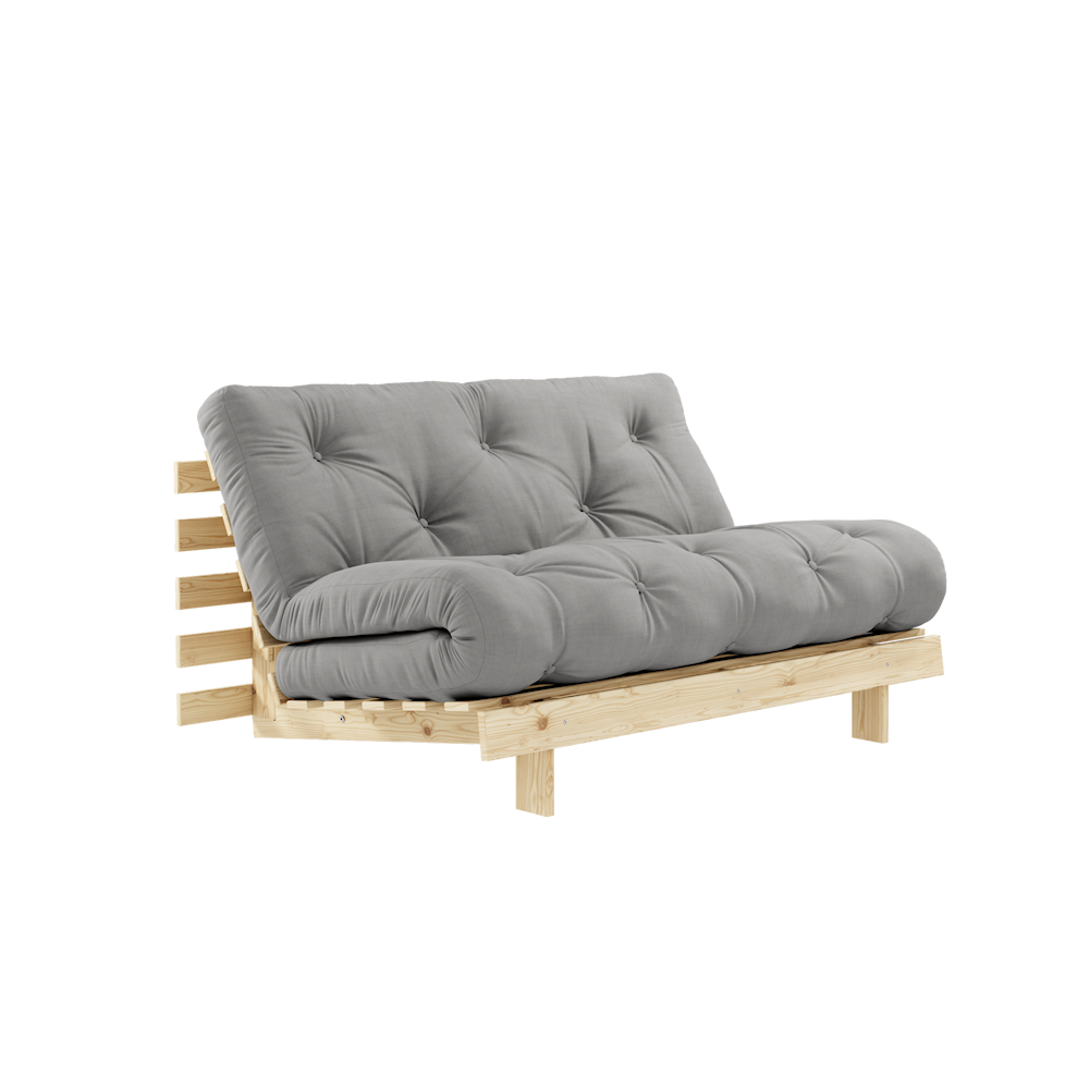 KARUP DESIGN Šedá rozkládací pohovka ROOTS s konstrukcí ze světlého dřeva 140x200 cm