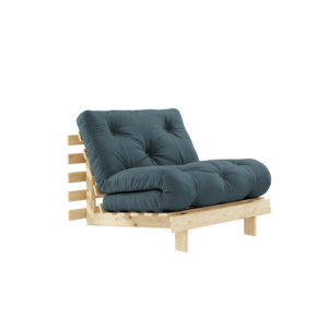 KARUP DESIGN Petrolejově modré rozkládací křeslo ROOTS s konstrukcí ze světlého dřeva