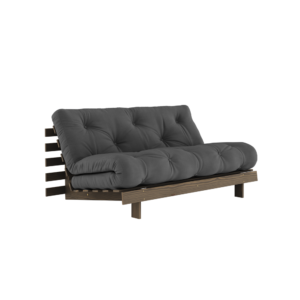 KARUP DESIGN Černá rozkládací pohovka ROOTS s konstrukcí z tmavě hnědého dřeva 160x200 cm