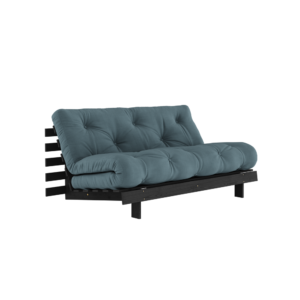 KARUP DESIGN Petrolejově modrá rozkládací pohovka ROOTS s konstrukcí z černého dřeva 160x200 cm
