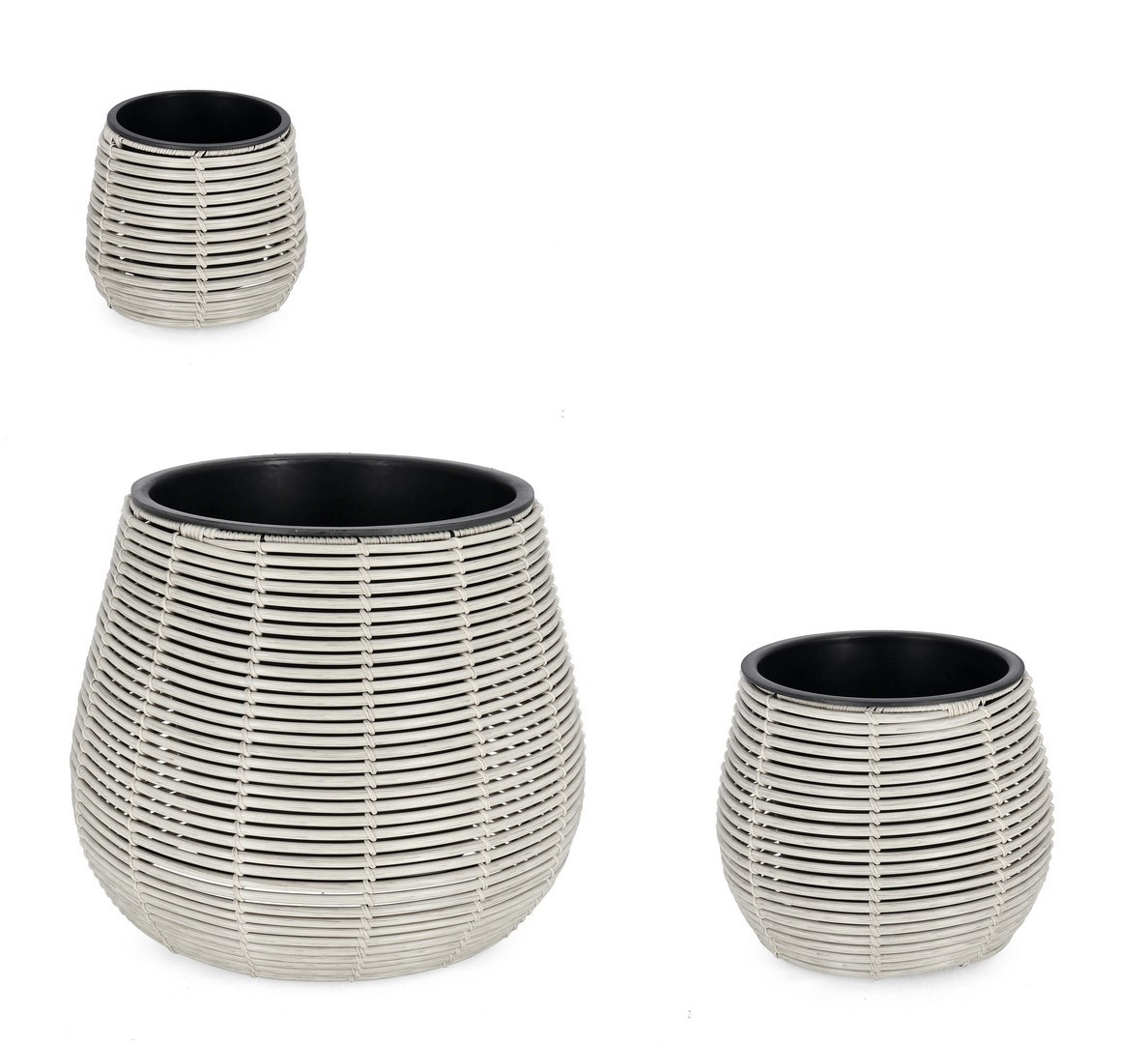 Sada 3 květináčů XIAN Šedá